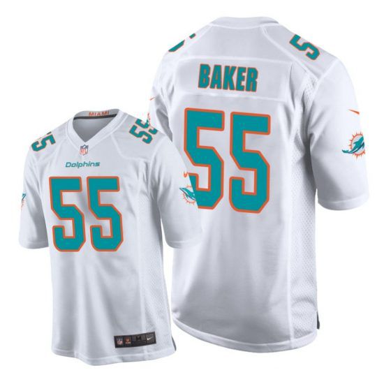Men Miami Dolphins #55 Jerome Baker Nike White Game NFL Jersey->miami dolphins->NFL Jersey